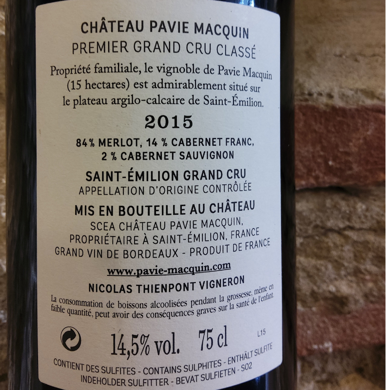 Pavie Macquin 2015